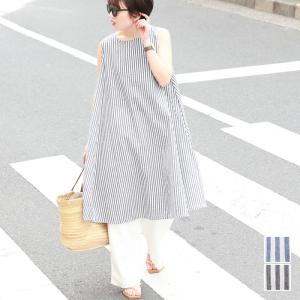 ワンピース レディース ストライプ ノースリーブ Aライン コットン チュニック マタニティ 石田一帆さん メール便不可 20ss