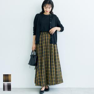 スカート レディース ヴィンテージチェック Aライン フレア ロング丈 ミモレ丈 マキシ丈  22aw coca コカ