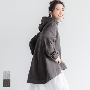 パーカー レディース フーディ Aライン 長袖 フード付き バルーンスリーブ プルオーバー 無地 ポケット メール便不可 値下げ3289円→1990円 21ss coca コカ