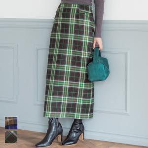 スカート レディース チェック タイトスカート Iライン チェック柄Iラインスカート ロング丈 ミモレ丈 マキシ丈  22aw coca コカ