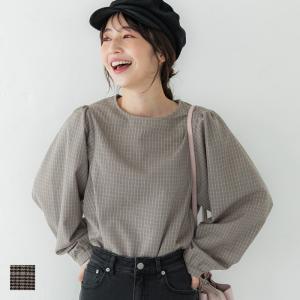 ブラウス レディース Aライン グレン チェック プルオーバー 後ろボタン ボリューム袖 メール便不可 22aw coca コカ