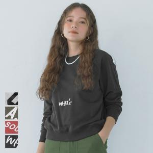 スウェット レディース トレーナー 裏毛 ラグラン クルーネック ロゴ ワンポイント リブ ショート丈 長袖 メール便不可 22aw coca コカ