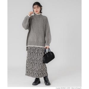 配色ハイネックニットトップス レディース メー...の詳細画像2