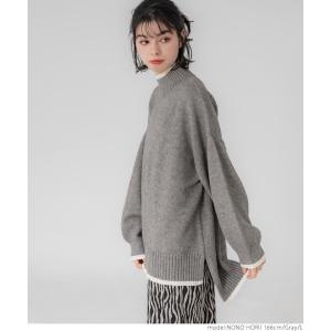 配色ハイネックニットトップス レディース メー...の詳細画像3