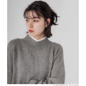 配色ハイネックニットトップス レディース メー...の詳細画像4