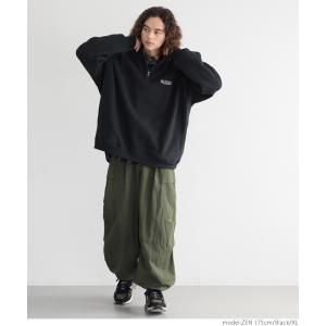 バルキー裏起毛ハーフZIP刺繍トレーナー メン...の詳細画像2