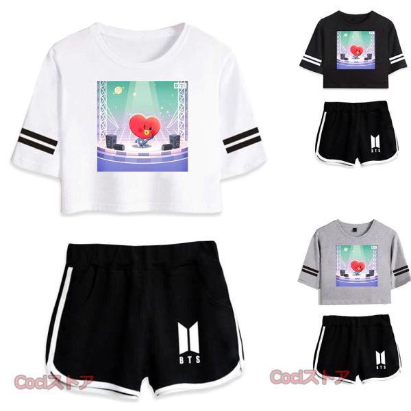 BT21 上下セット レディース TATA 防弾少年団 Tシャツ 半袖 パンツ 服 グッズ 女性 韓...