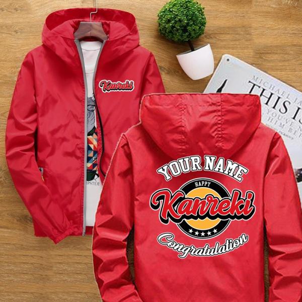 オリジナル 還暦 ウィンドブレーカー 名入れ メンズ 男女兼用 マウンテンパーカー ジャケット 薄手...