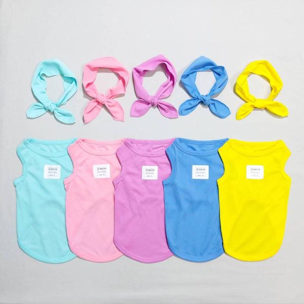犬服 ひえひえ クール ベスト スカーフ付き 接触 冷感 Tシャツ 無地 小型犬 中型犬 熱中症対策...