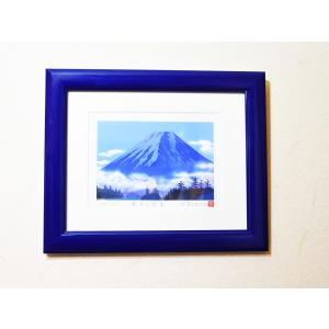 赤富士 版画 額付き インチサイズ 絵画 吉兆赤富士 飛鶴 風水 吉岡