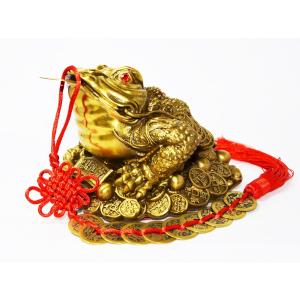 三脚蛙(大）十帝銭付き  銅製(真鍮) 置物 三本脚 カエル 金運  招財 風水 開運　