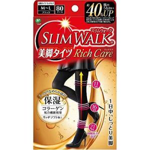 スリムウォーク 着圧タイツ 暖かい 防寒 厚手 冬用 80デニール 保湿 うるおい 美脚タイツ リッチケア 黒 ブラック ＭＬ レディース｜coco-collet