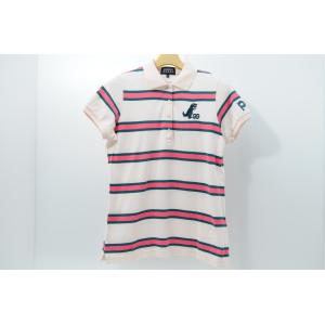 coco 中古【SALE】パーリーゲイツ PEARLY GATES レディース 半袖ポロシャツ 0(S) ピンク×緑 ボーダー レターパックプラス発送可 64397