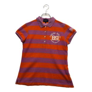 coco 中古【値下げ】 パーリーゲイツ PEARLY GATES レディース 半袖ポロシャツ 1(M) パープル×オレンジコットン ネコパケ発送可 94879