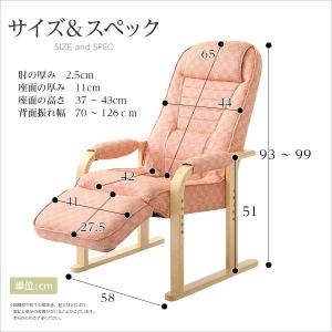 肘掛けしやすい高座椅子(ミドルハイタイプで腰の...の詳細画像1