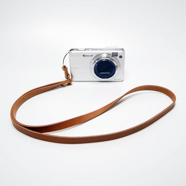 ネックストラップ スマホ コンパクトデジカメ用 キャメル系ブラウン 革 お手軽なプレゼントにも