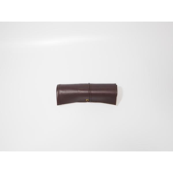 巻き巻き ペンケース こげ茶 本革 筆箱 日本製