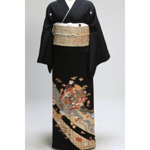 レンタル 衣裳 留袖 薄色雉琵琶模様柄留袖 M寸〜Ｌ寸 黒留袖 留め袖レンタル 留袖草履バッグ 往復...