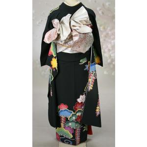 レンタル衣裳振袖黒地紅型レンタル振袖M寸振りそ...の詳細画像2