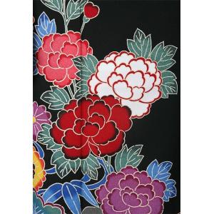 レンタル衣裳振袖黒地紅型レンタル振袖M寸振りそ...の詳細画像5