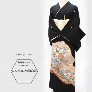 レンタル 衣裳 留袖 薄色雉琵琶模様柄留袖 M寸〜Ｌ寸 黒留袖 留め袖レンタル 留袖草履バッグ 往復...