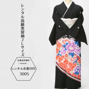 レンタル衣裳 着物 黒 留袖 大きいサイズ 往復...の商品画像