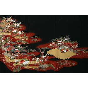 レンタル衣裳四季柄花高級レンタル黒留袖 L寸留...の詳細画像3