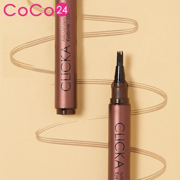 CLICKA アイブロウ 0.6g ブラウン / アイブロウ リキッド フォークタイプ 時短メイク ...