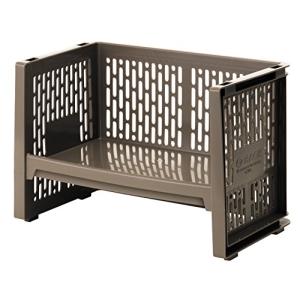 サンコープラスチック 積重ね収納 eラックS 幅36.3×奥20.8×高24.8cm ブラウン