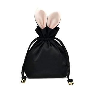 DeepGreenForest コスメポーチ うさぎ かわいい メイク 化粧 ポーチ おしゃれ 巾着 きんちゃく サテン コンパクト コスメ 旅行 ブ