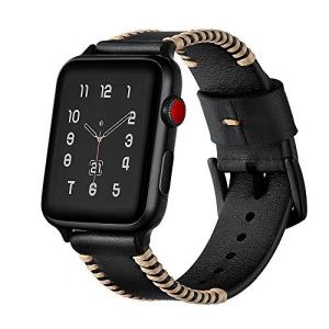SEURE コンパチブル Apple Watch バンド，メンズとレディースのレザー時計バンド44mm 42mm 40mm 38mm Apple Wa