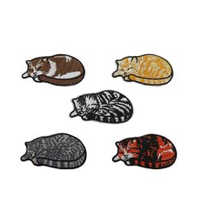 ルナリ アニマル ワッペン 5枚セット アップリケ ネコ 犬 恐竜 ウサギ 動物 アイロンワッペン 手芸 素材