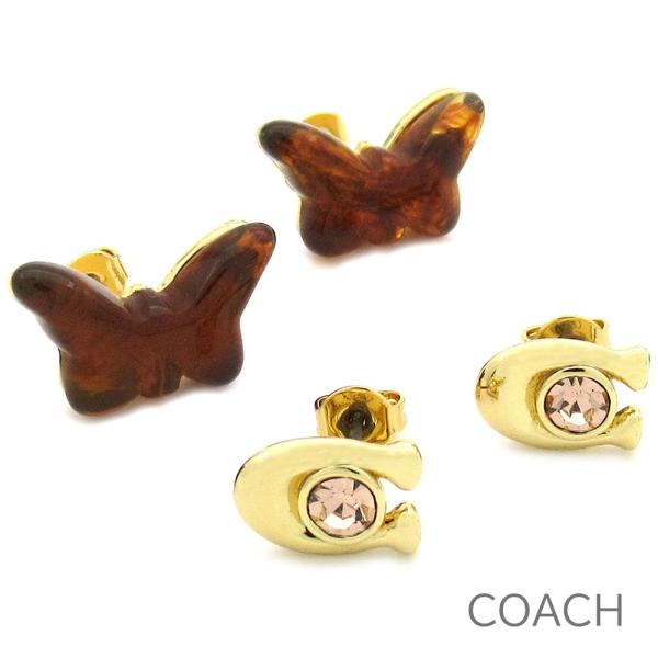 コーチ ピアス イヤリング 2個セット COACH レディース チョウ 蝶 バタフライ シグネチャー