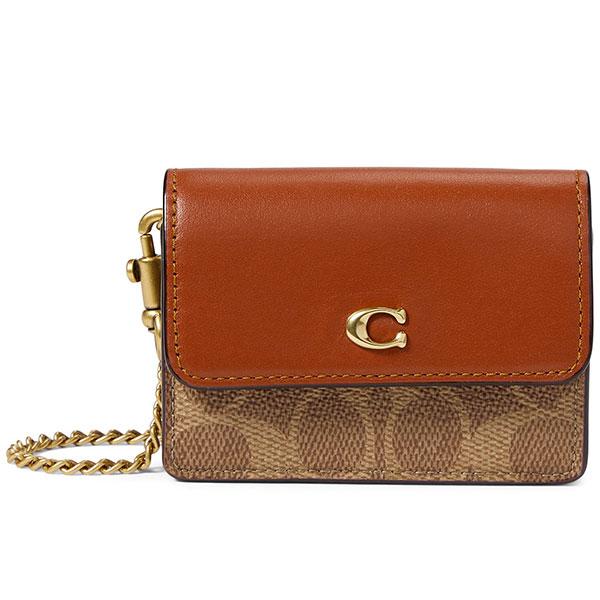 コーチ 名刺入れ カードケース レディース COACH シグネチャー ストラップ付き 斜めがけ可能