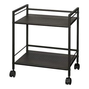 ドウシシャ パンチングラック 2段 キャスター付き 収納ワゴン ブラウン ストッパー 取っ手付き 全体耐荷重12kg 幅43×奥行29.5×高さ47cm キッチン