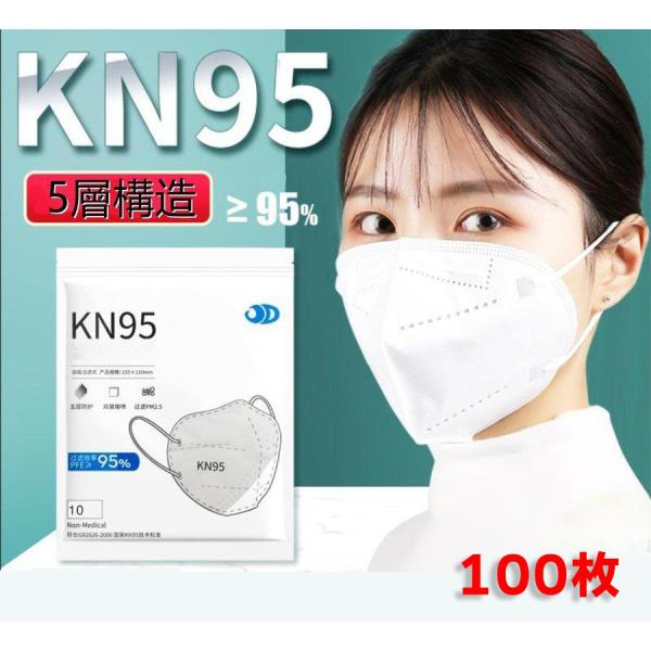 マスク N95 KN95 5層構造 100枚 米国N95同等 大人用 3D 不識布マスク 使い捨て ...