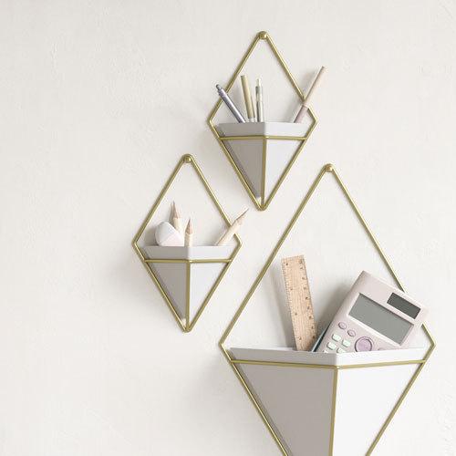 umbra トリッグ ウォールオーガナイザー S 2個セット ホワイト/ブラス 植木鉢 おしゃれ 室...