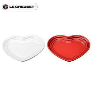ルクルーゼ Le Creuset ハートプレート S 2枚入 チェリーレッド＆ホワイトラスター 皿 ハート型 食器セット かわいいの商品画像