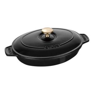 ストウブ staub オーバルホットプレート 蓋付 23cm 黒 40509-582 日本正規品業務用