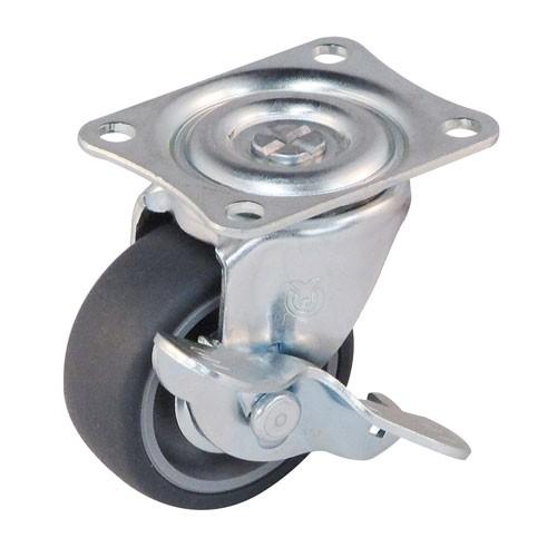 ユーエイキャスター Gシリーズ エラストマーキャスター自在 ペダル式シングルストッパー付き 車輪径5...