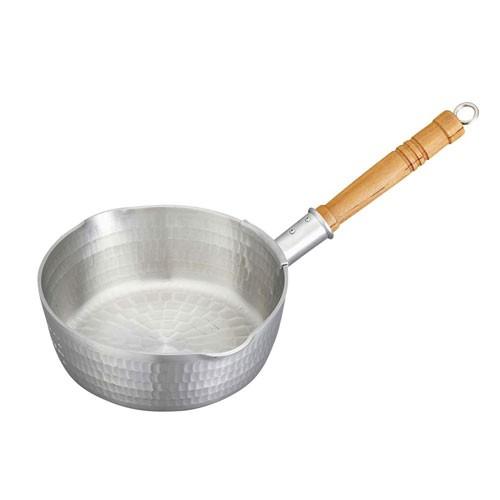 中尾アルミ製作所 アルミ 底平 浅型打出 雪平鍋 目盛付 24cm