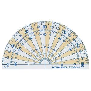 コクヨ 分度器（再生PET樹脂製） 90mm×50mm 半円 GY-GBA310