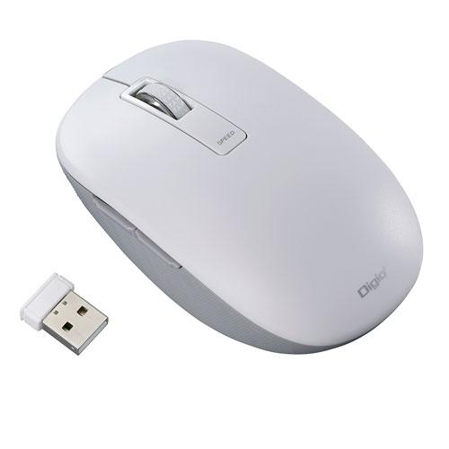 ナカバヤシ Digio2 無線 静音マウス 5ボタン/BlueLED ホワイト MUS-RKF218...