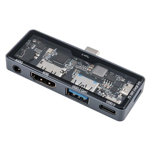 ナカバヤシ Digio2 USB Type-C スケルトン ドッキングステーション PD対応 3.5...