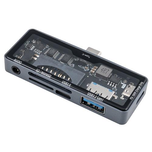 ナカバヤシ Digio2 USB3.2Gen1 Type-C スケルトン 2ポートハブ PD対応 3...