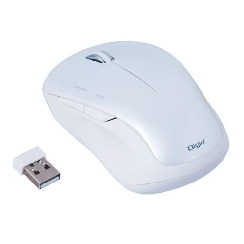 ナカバヤシ Digio2 無線マウス フラット 5ボタン ブルーLED ホワイト MUS-RKF11...