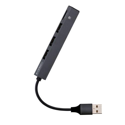 ナカバヤシ Digio2 USB2.0 極薄極細 3ポートハブ+microSDカードリーダー STI...