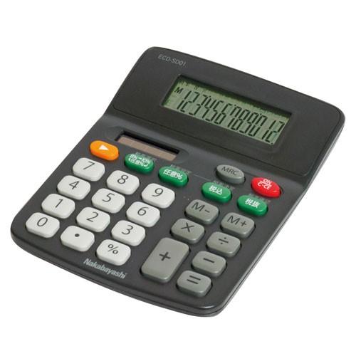 電卓 12桁 スタンダード S ブラック ECD-SD01BK ナカバヤシ 計算