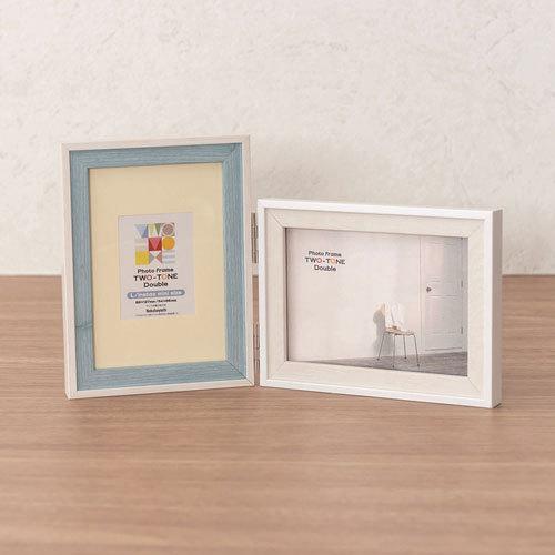 ナカバヤシ 樹脂製ツートンフォトフレーム 2面タイプ ブルー F-TMS-111-2-B