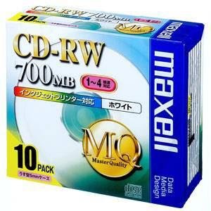 マクセル maxell データ用4倍速対応CD-RW 10枚 700MB ホワイトプリンタブル CD...